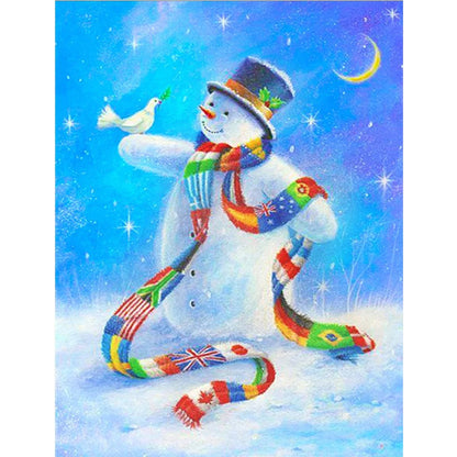 Winter Snowman - Full Round Drill Diamond Painting 30*40CM