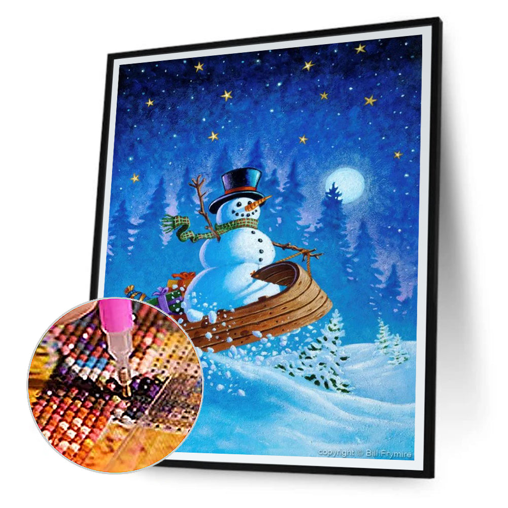 Winter Snowman - Full Round Drill Diamond Painting 30*40CM