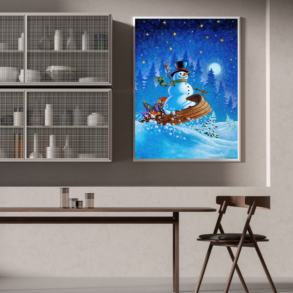 Winter Snowman - Full Round Drill Diamond Painting 30*40CM