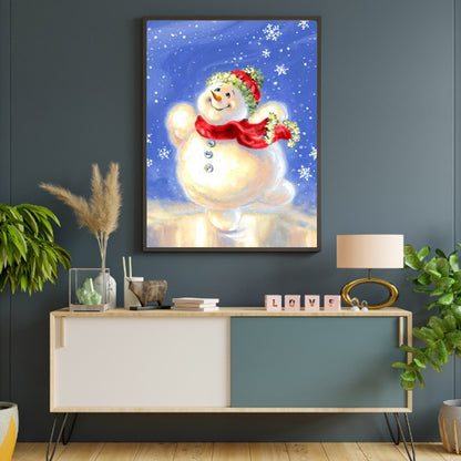 Winter Snowman - Full Round Drill Diamond Painting 30*40CM