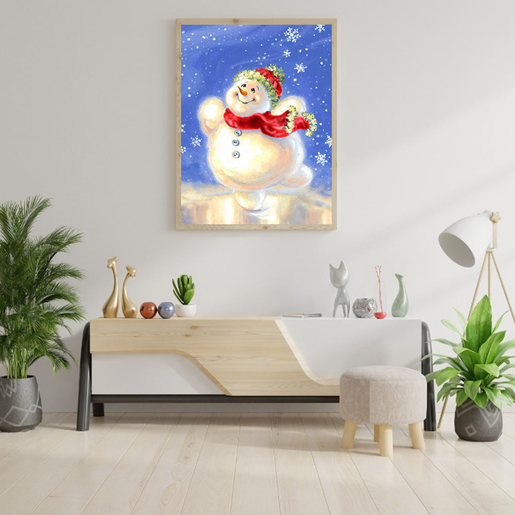 Winter Snowman - Full Round Drill Diamond Painting 30*40CM