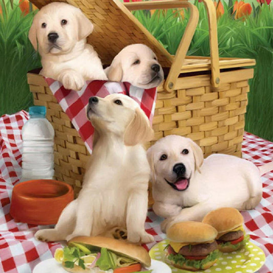 Picnic Puppy - Full Square Drill Diamond Painting 30*30CM