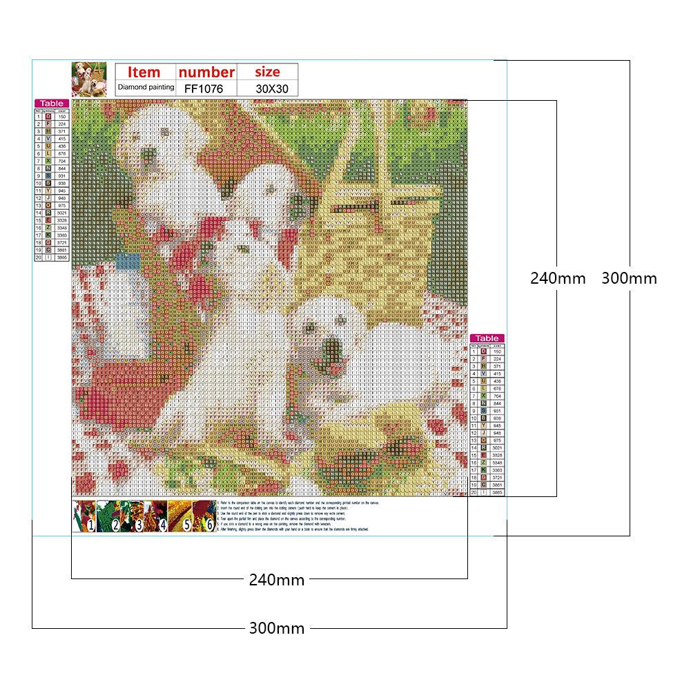 Picnic Puppy - Full Square Drill Diamond Painting 30*30CM