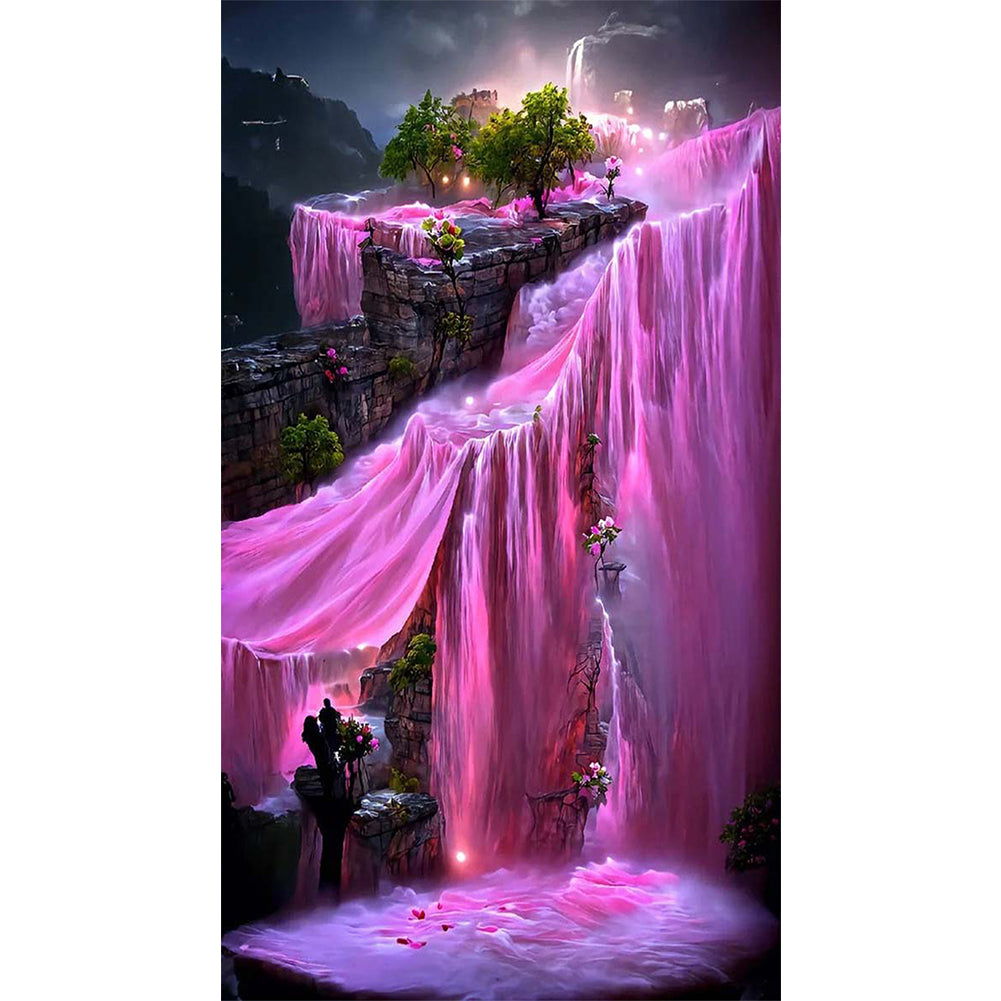 Dreamy Pink Waterfall - Full Round Drill Diamond Painting 40*60CM