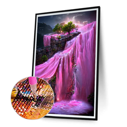 Dreamy Pink Waterfall - Full Round Drill Diamond Painting 40*60CM