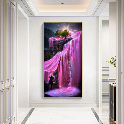 Dreamy Pink Waterfall - Full Round Drill Diamond Painting 40*60CM