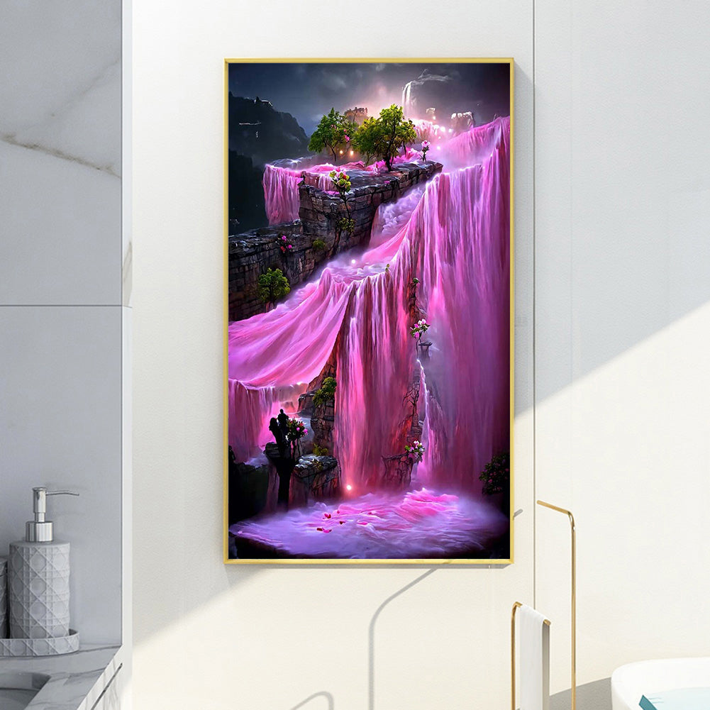 Dreamy Pink Waterfall - Full Round Drill Diamond Painting 40*60CM