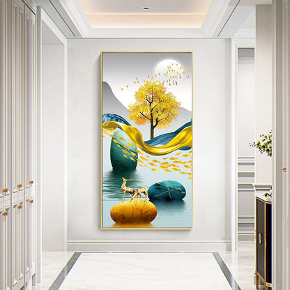 Golden Deer Fortune Tree - Full Square Drill Diamond Painting 45*85CM