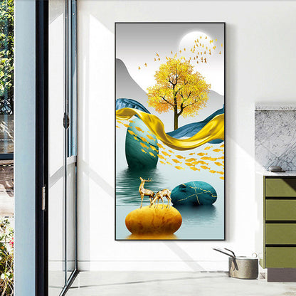 Golden Deer Fortune Tree - Full Square Drill Diamond Painting 45*85CM