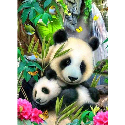Panda Mother And Child - Full Round Drill Diamond Painting 30*40CM