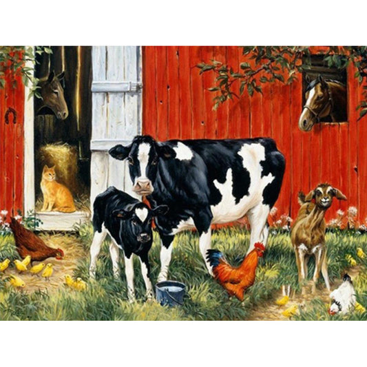 Farm Cow - Full Round Drill Diamond Painting 50*40CM