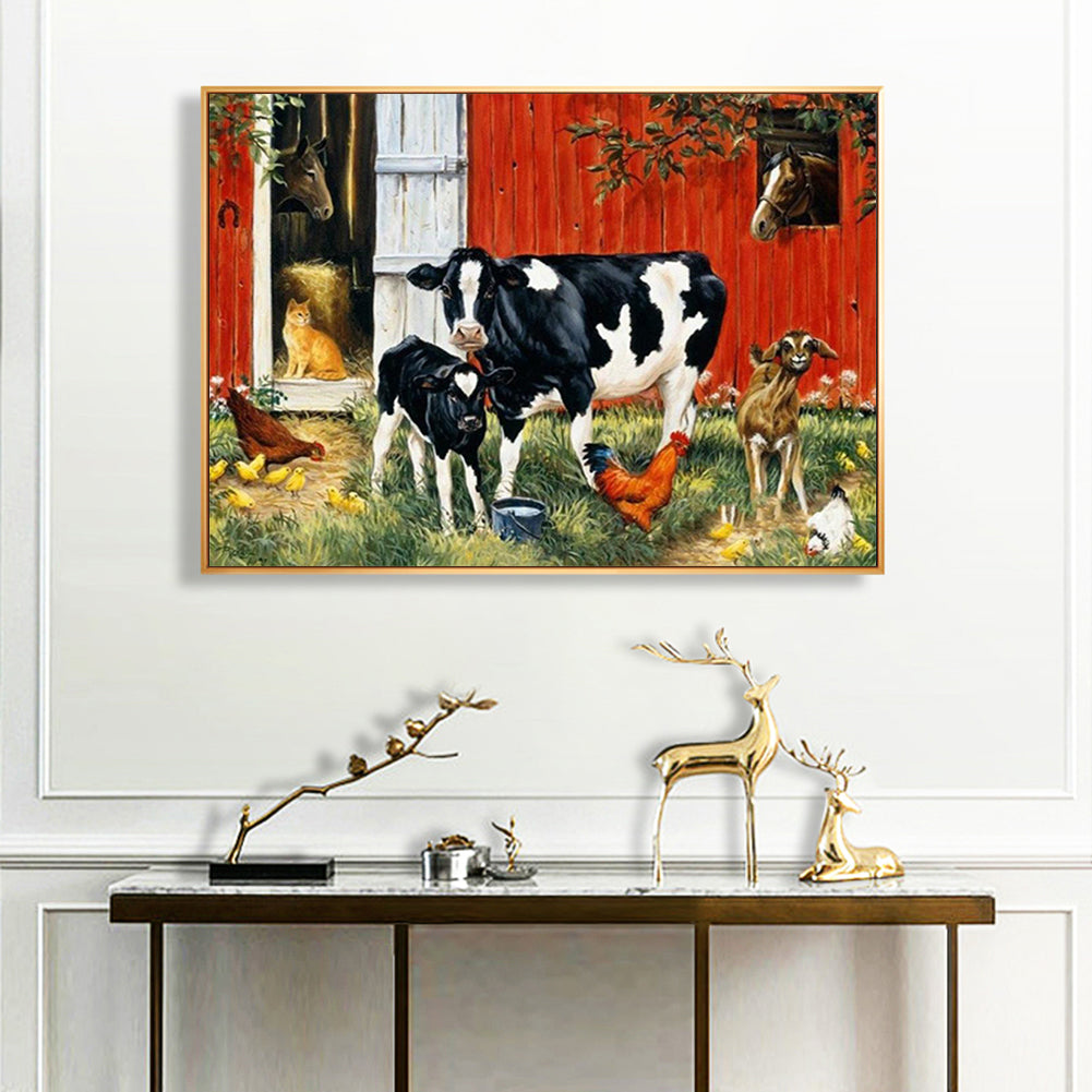 Farm Cow - Full Round Drill Diamond Painting 50*40CM