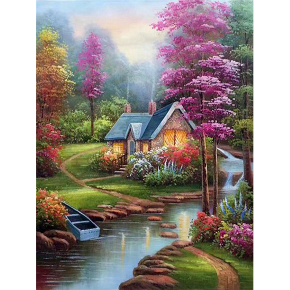 Riverside Garden Cottage - Full Square Drill Diamond Painting 40*50CM