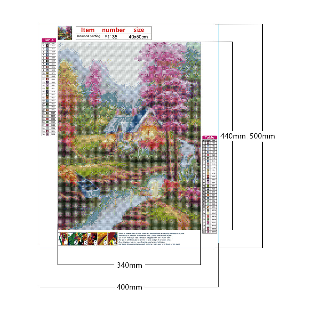 Riverside Garden Cottage - Full Square Drill Diamond Painting 40*50CM