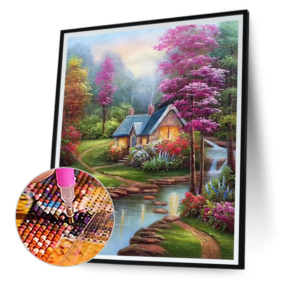 Riverside Garden Cottage - Full Square Drill Diamond Painting 40*50CM