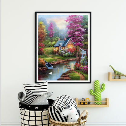 Riverside Garden Cottage - Full Square Drill Diamond Painting 40*50CM