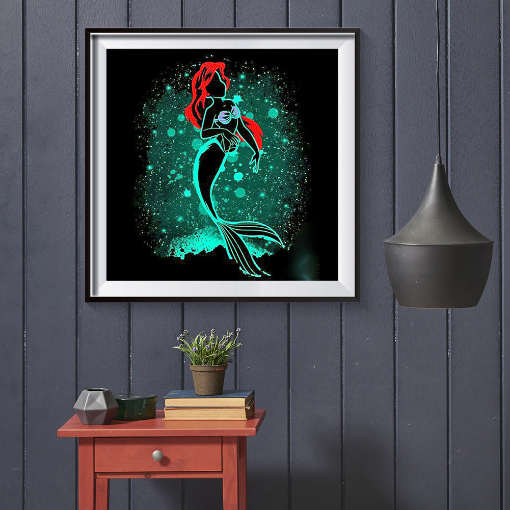 Mermaid Ariel Silhouette - Full Square Drill Diamond Painting 50*50CM