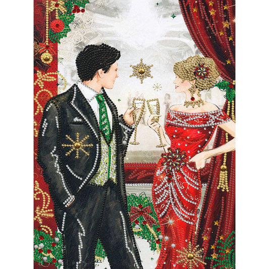 Christmas Party Men And Women - Special Shaped Drill Diamond Painting 30*40CM