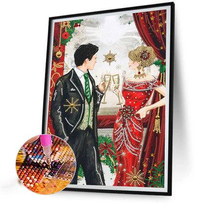 Christmas Party Men And Women - Special Shaped Drill Diamond Painting 30*40CM