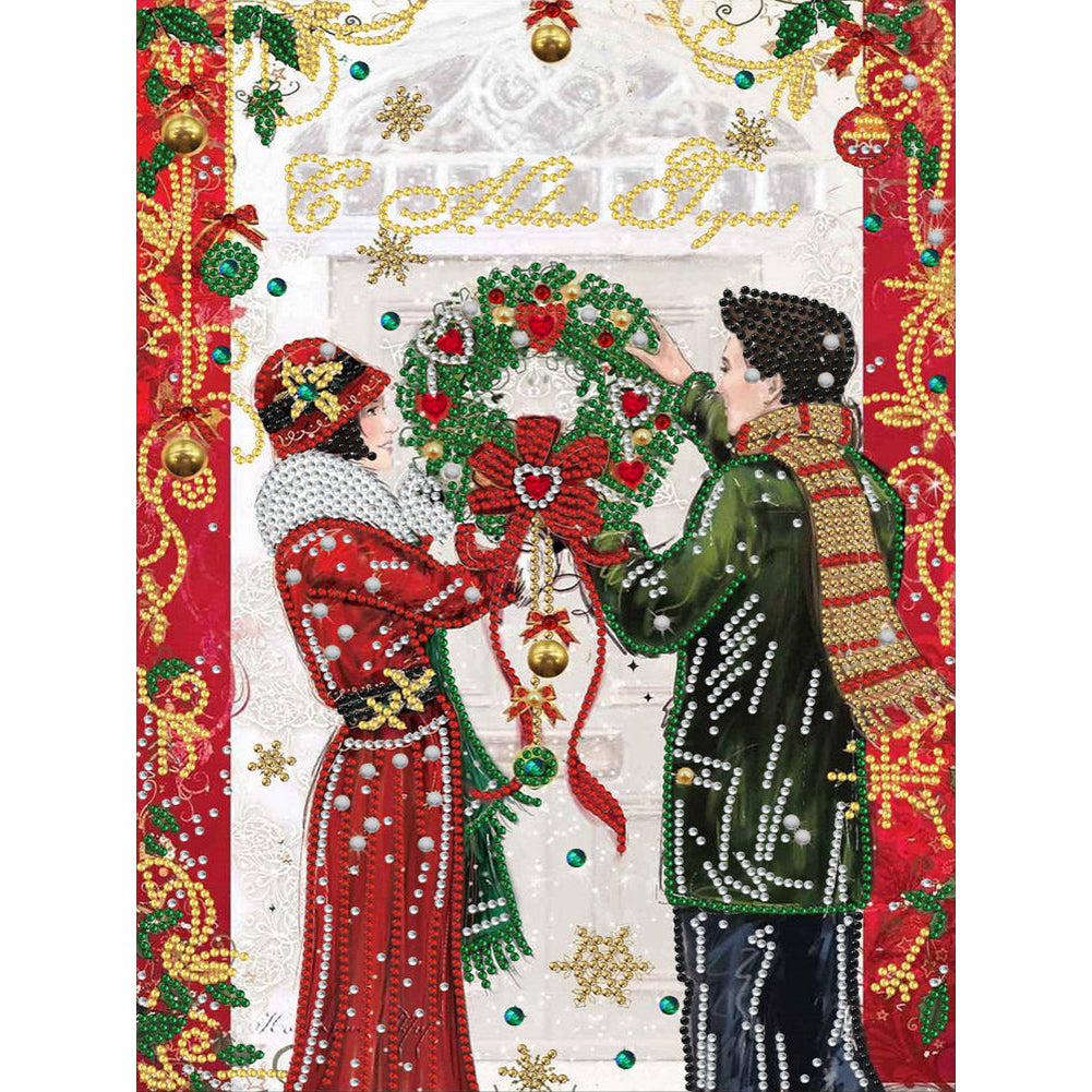 Christmas Couple - Special Shaped Drill Diamond Painting 30*40CM