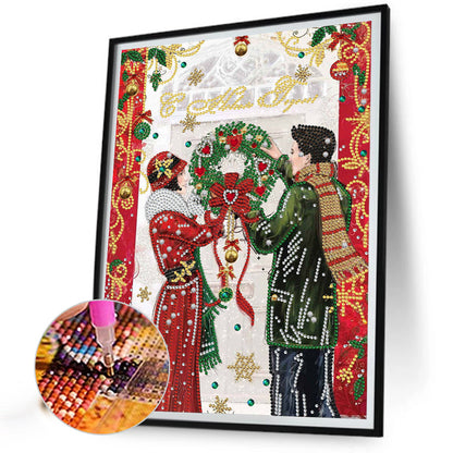 Christmas Couple - Special Shaped Drill Diamond Painting 30*40CM