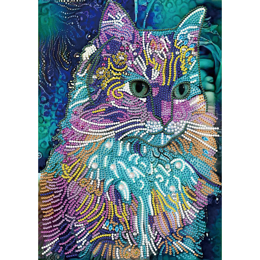 Stained Glass Cat - Special Shaped Drill Diamond Painting 30*40CM