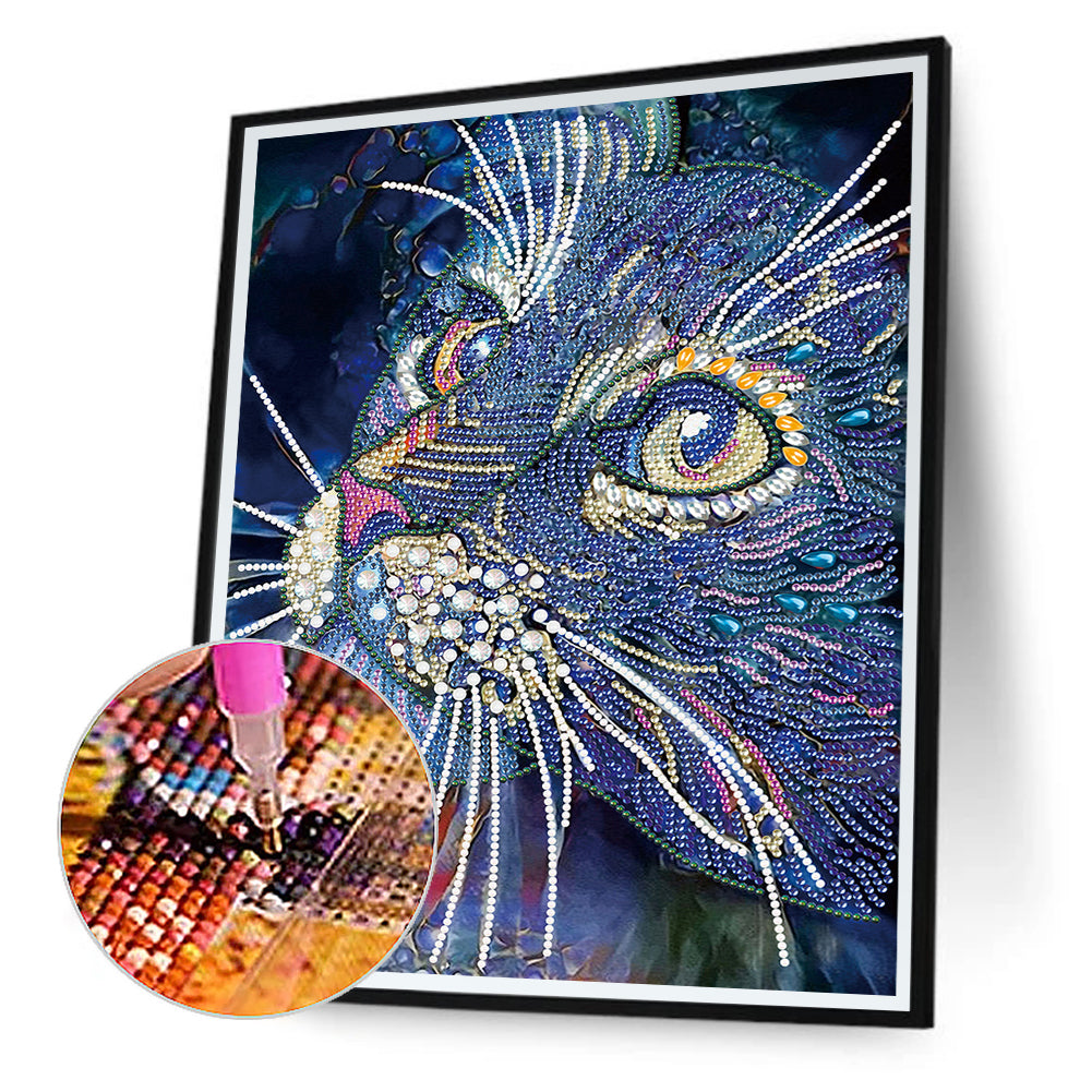 Stained Glass Cat - Special Shaped Drill Diamond Painting 30*40CM