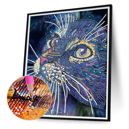 Stained Glass Cat - Special Shaped Drill Diamond Painting 30*40CM