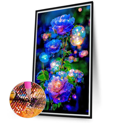 Blue Crystal Flower - Full Round Drill Diamond Painting 40*70CM