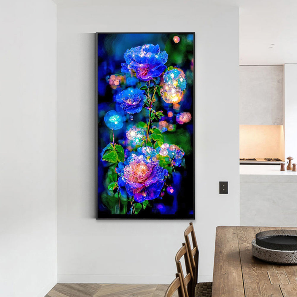 Blue Crystal Flower - Full Round Drill Diamond Painting 40*70CM