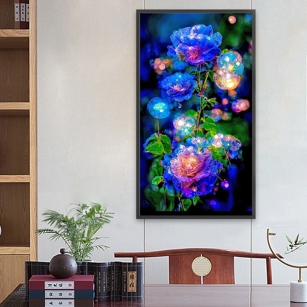 Blue Crystal Flower - Full Round Drill Diamond Painting 40*70CM