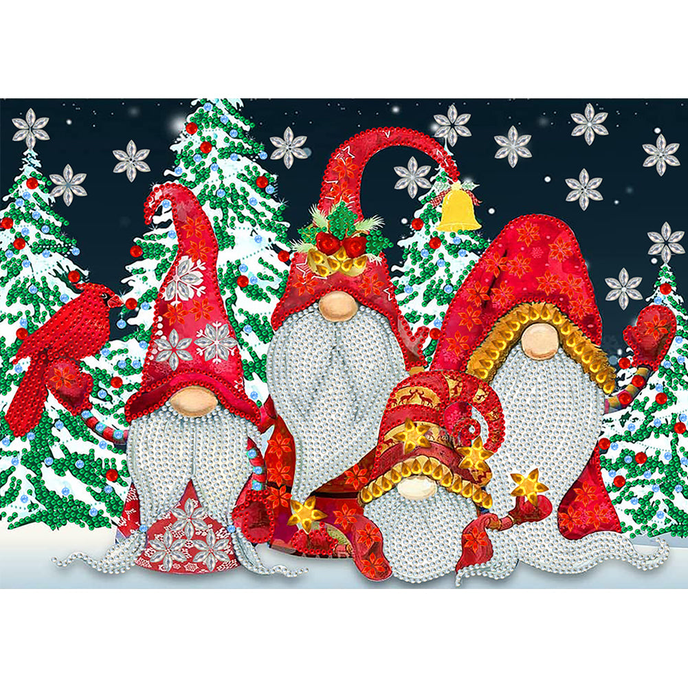 Snow Christmas Gnome - Special Shaped Drill Diamond Painting 40*30CM