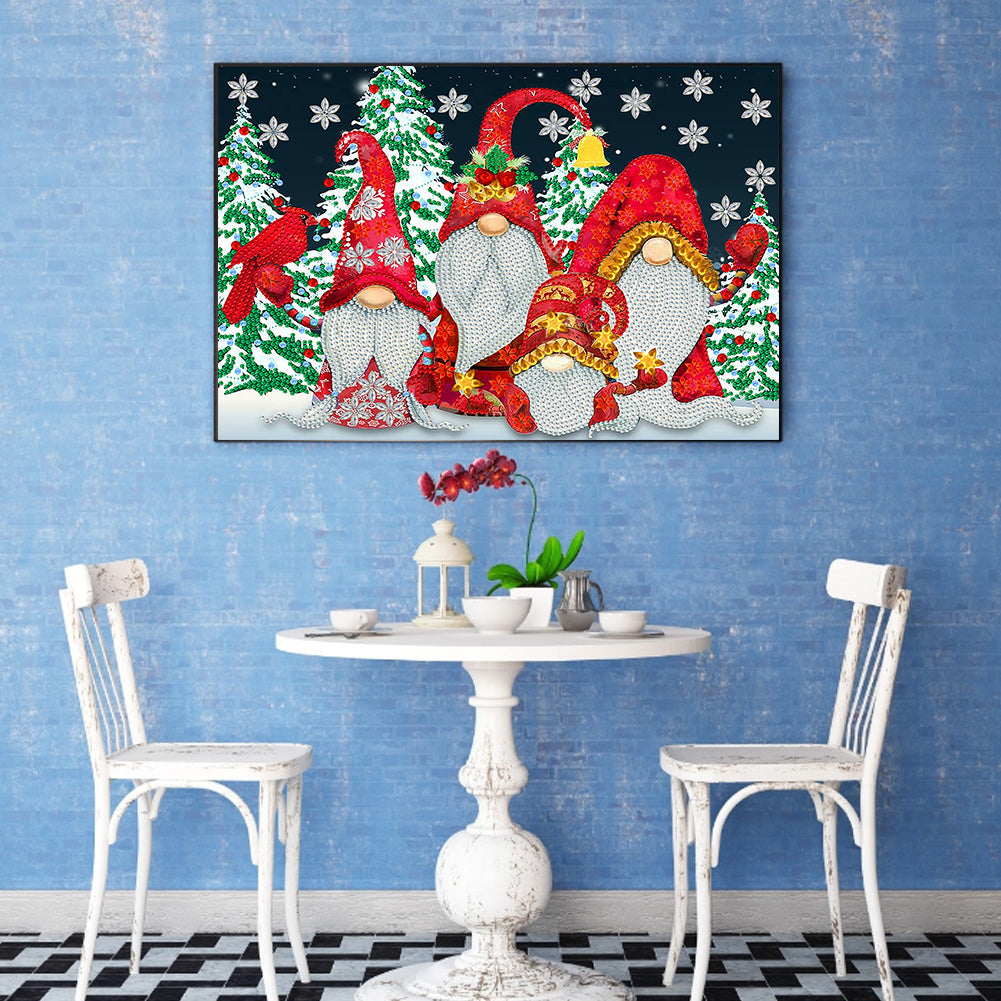 Snow Christmas Gnome - Special Shaped Drill Diamond Painting 40*30CM