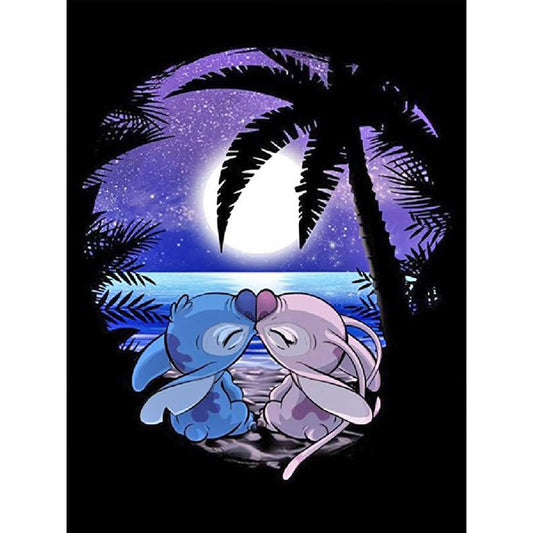 Stitch Under The Coconut Tree - Full Round Drill Diamond Painting 30*40CM