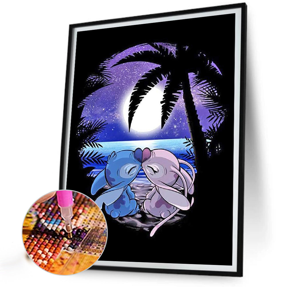 Stitch Under The Coconut Tree - Full Round Drill Diamond Painting 30*40CM