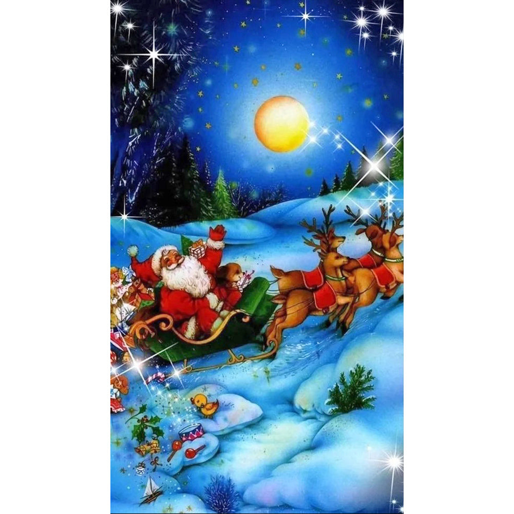 Elk And Santa Claus - Full Round Drill Diamond Painting 40*70CM