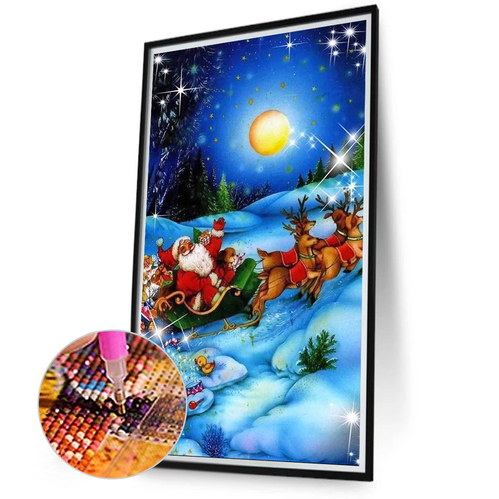 Elk And Santa Claus - Full Round Drill Diamond Painting 40*70CM