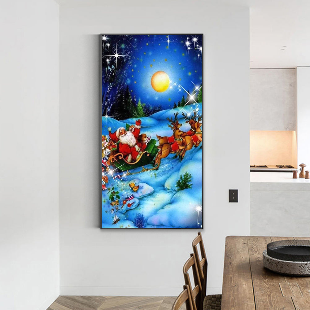 Elk And Santa Claus - Full Round Drill Diamond Painting 40*70CM