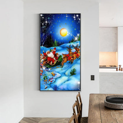 Elk And Santa Claus - Full Round Drill Diamond Painting 40*70CM