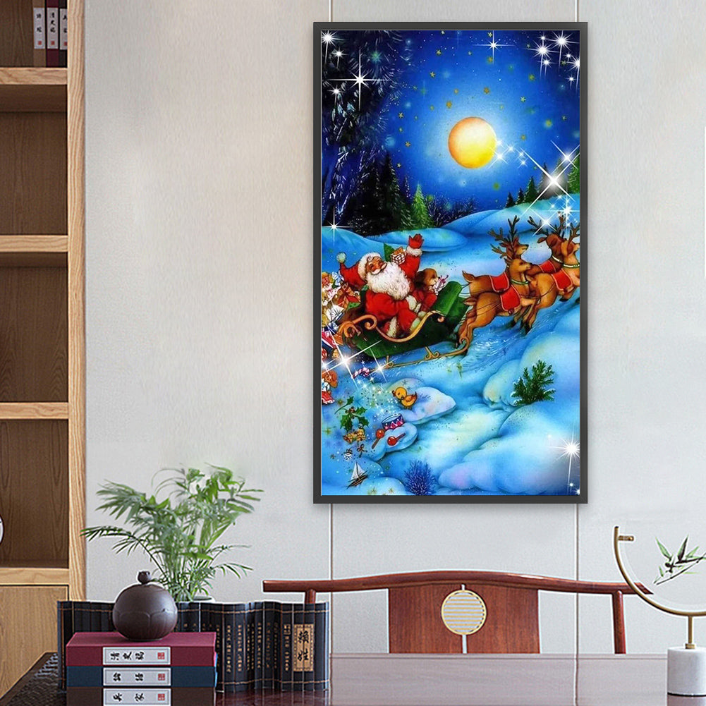 Elk And Santa Claus - Full Round Drill Diamond Painting 40*70CM