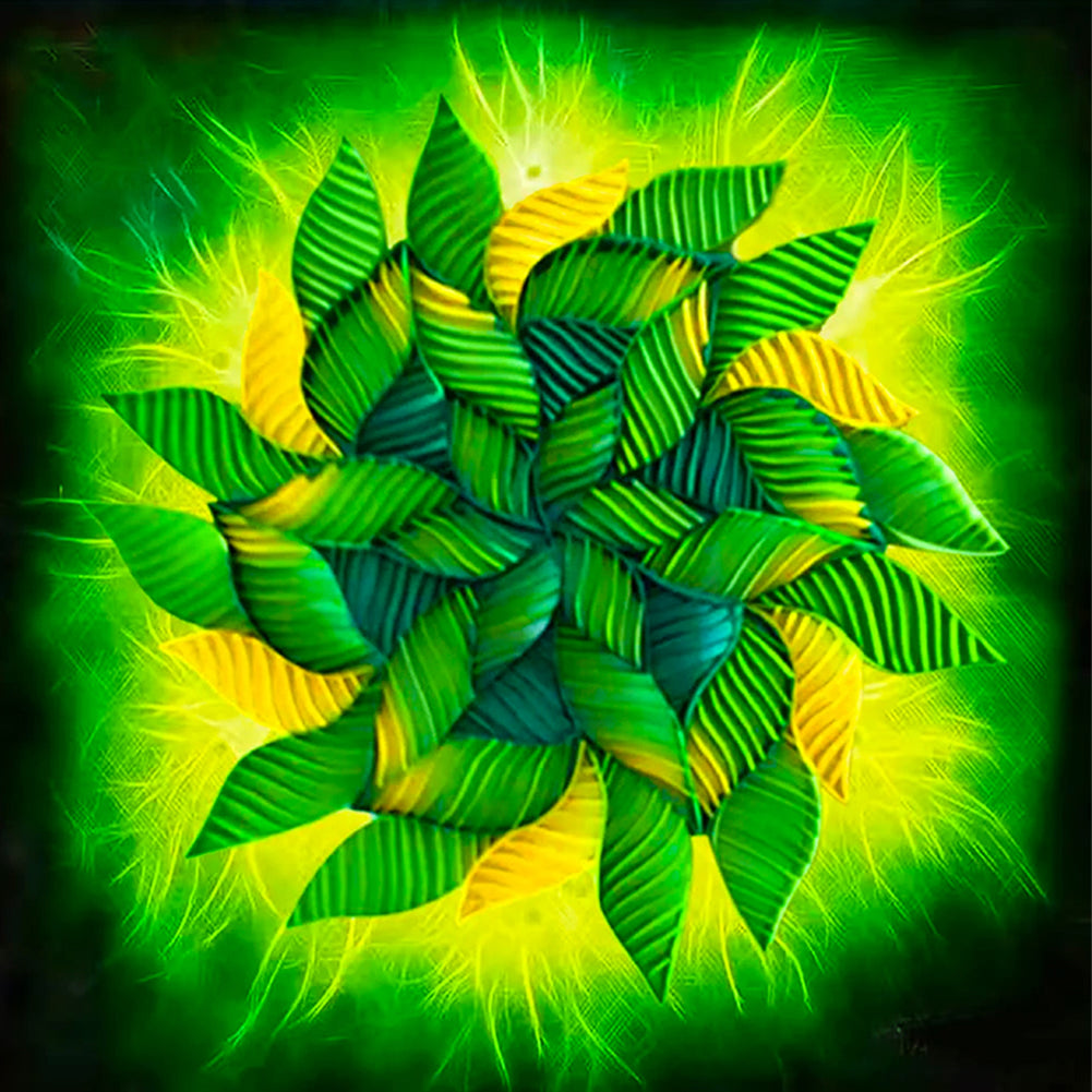 Green Leaf Mandala - Full Round Drill Diamond Painting 30*30CM