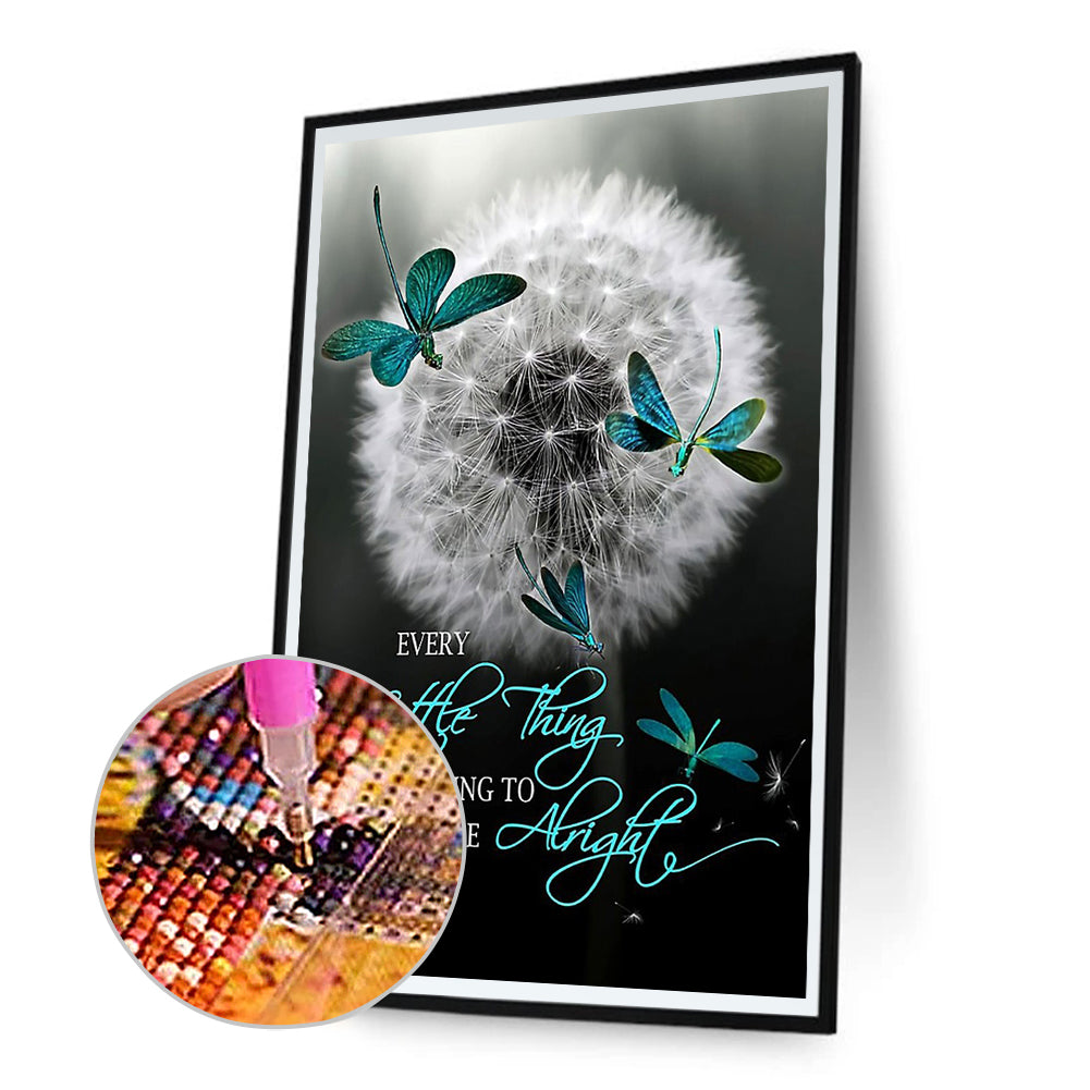Calligraphy And Painting Dandelion - Full Round Drill Diamond Painting 40*60CM