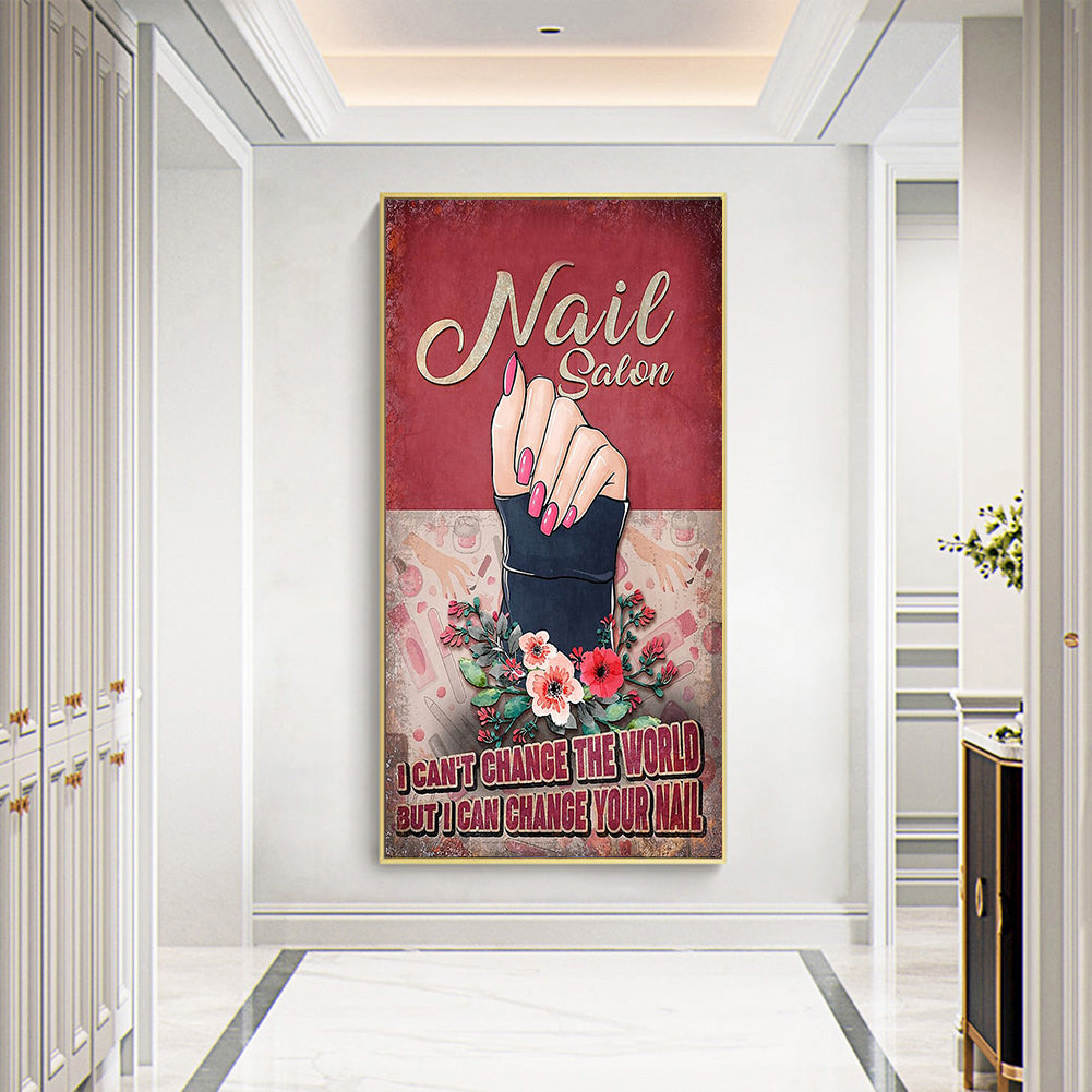 Calligraphy And Painting Pink Nails - Full Round Drill Diamond Painting 40*60CM