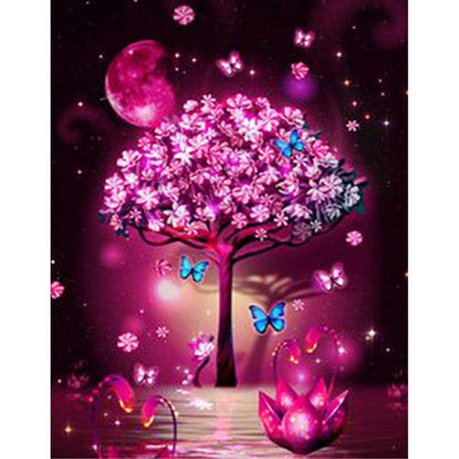 Purple Vibe Tree - Full Round Drill Diamond Painting 30*40CM