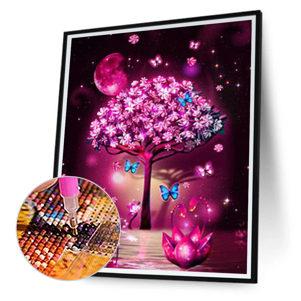 Purple Vibe Tree - Full Round Drill Diamond Painting 30*40CM