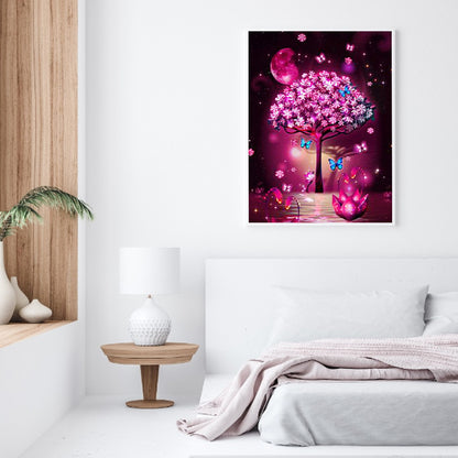 Purple Vibe Tree - Full Round Drill Diamond Painting 30*40CM