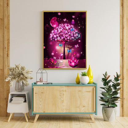 Purple Vibe Tree - Full Round Drill Diamond Painting 30*40CM