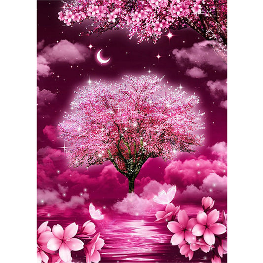 Purple Vibe Tree - Full Round Drill Diamond Painting 30*40CM