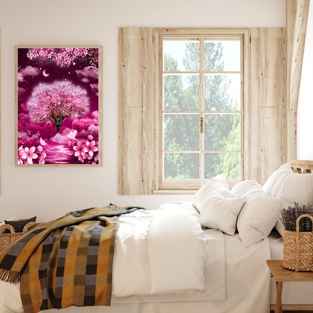 Purple Vibe Tree - Full Round Drill Diamond Painting 30*40CM