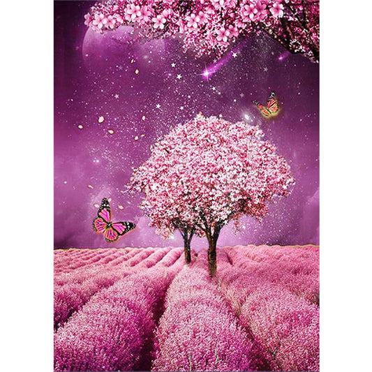 Purple Vibe Tree - Full Round Drill Diamond Painting 30*40CM